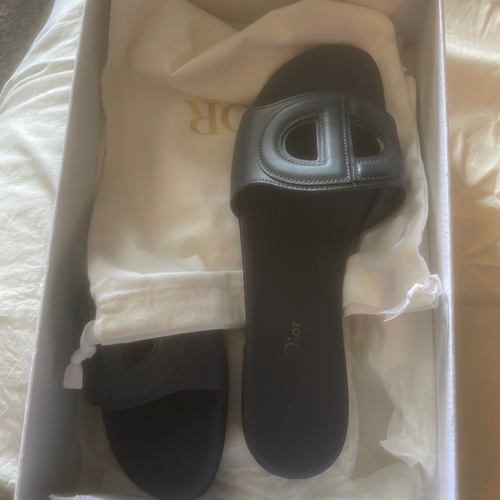 Dior calfskin slides.